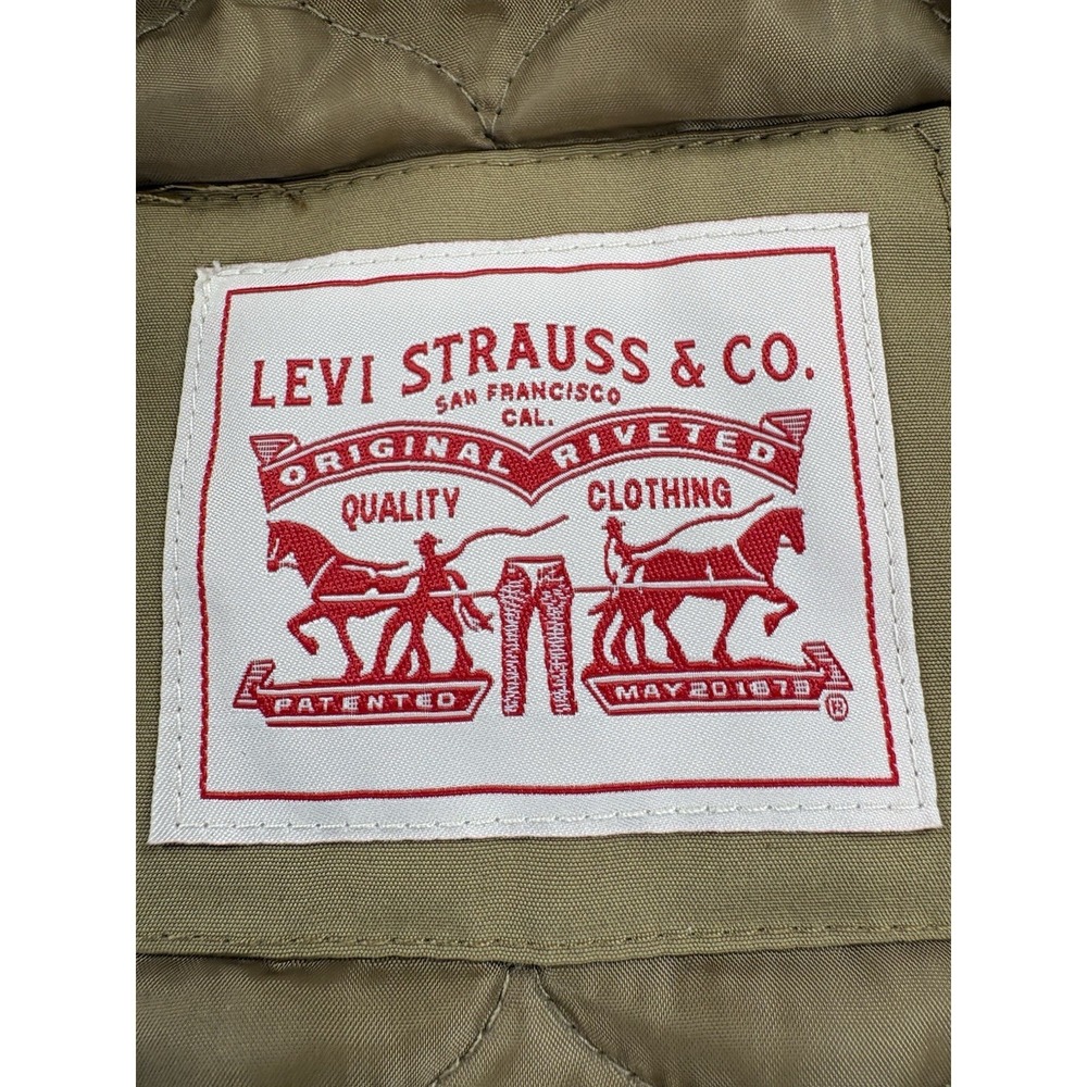 NWT Levis Lined Hooded Tan Quilted Parka Jacket Women's Small - Picture 3 of 16